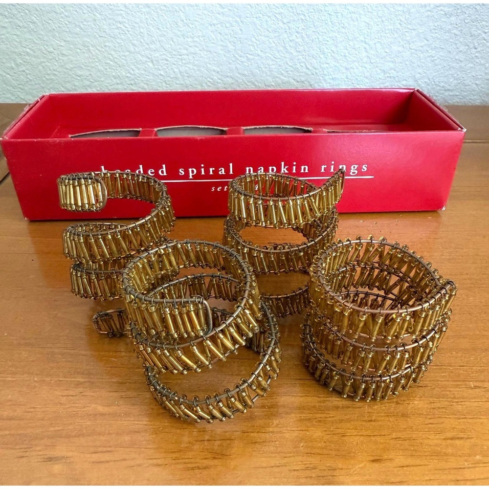 Pier 1 Imports Beaded Spiral Napkin Holders Set-4‎ Adjustable